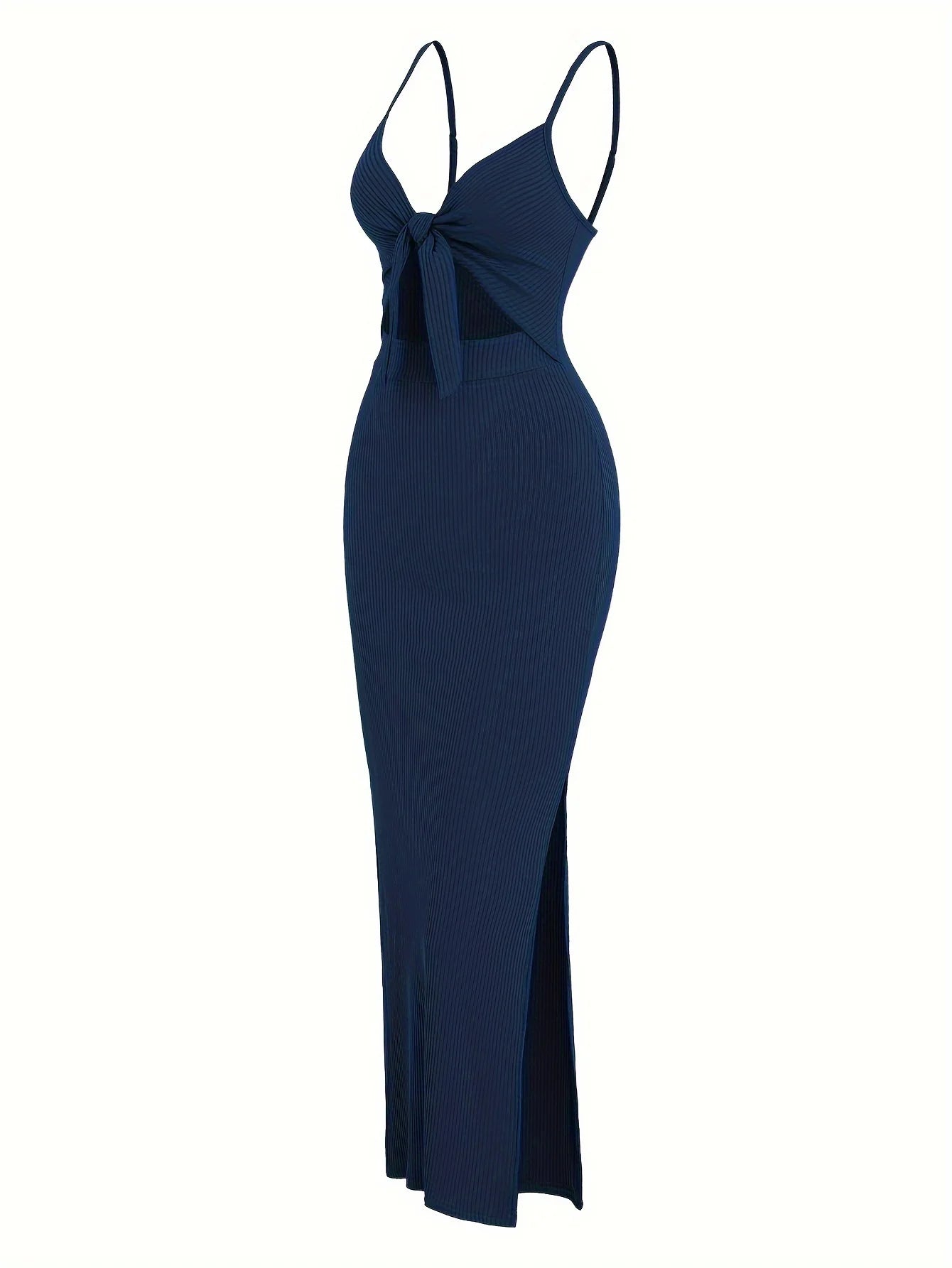 Wholesale Price Women's Dresses Sexy Knitted Bodycon Bow Halter Split Maxi Sheath Evening Dresses