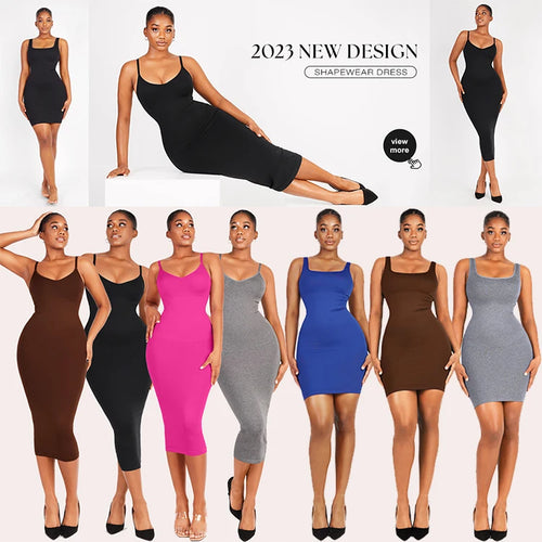 New Design 2023 Women Summer Party Wear Summer Dress Tummy Trimmer Control Shapewear Maxi Long Dress