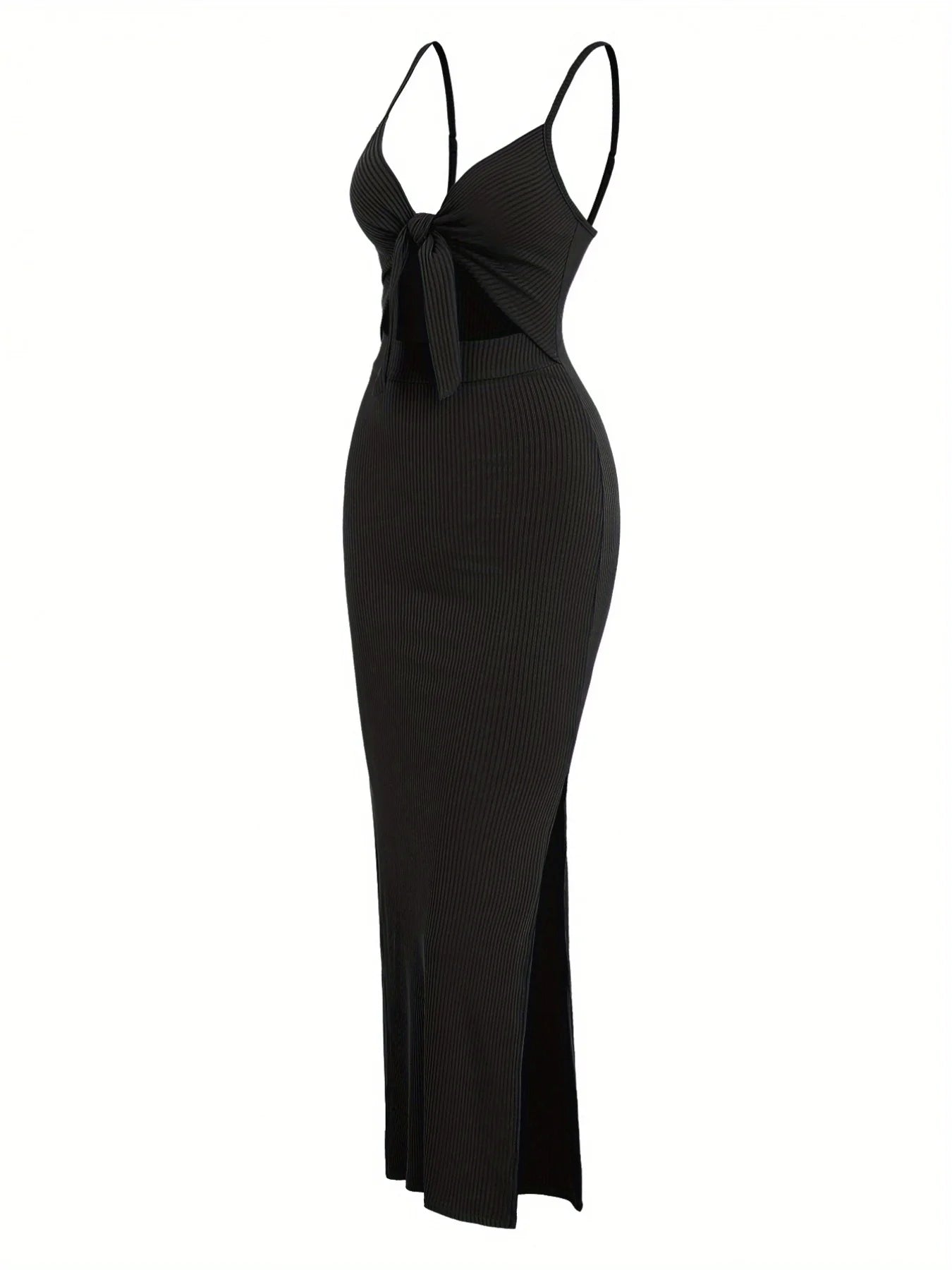 Wholesale Price Women's Dresses Sexy Knitted Bodycon Bow Halter Split Maxi Sheath Evening Dresses