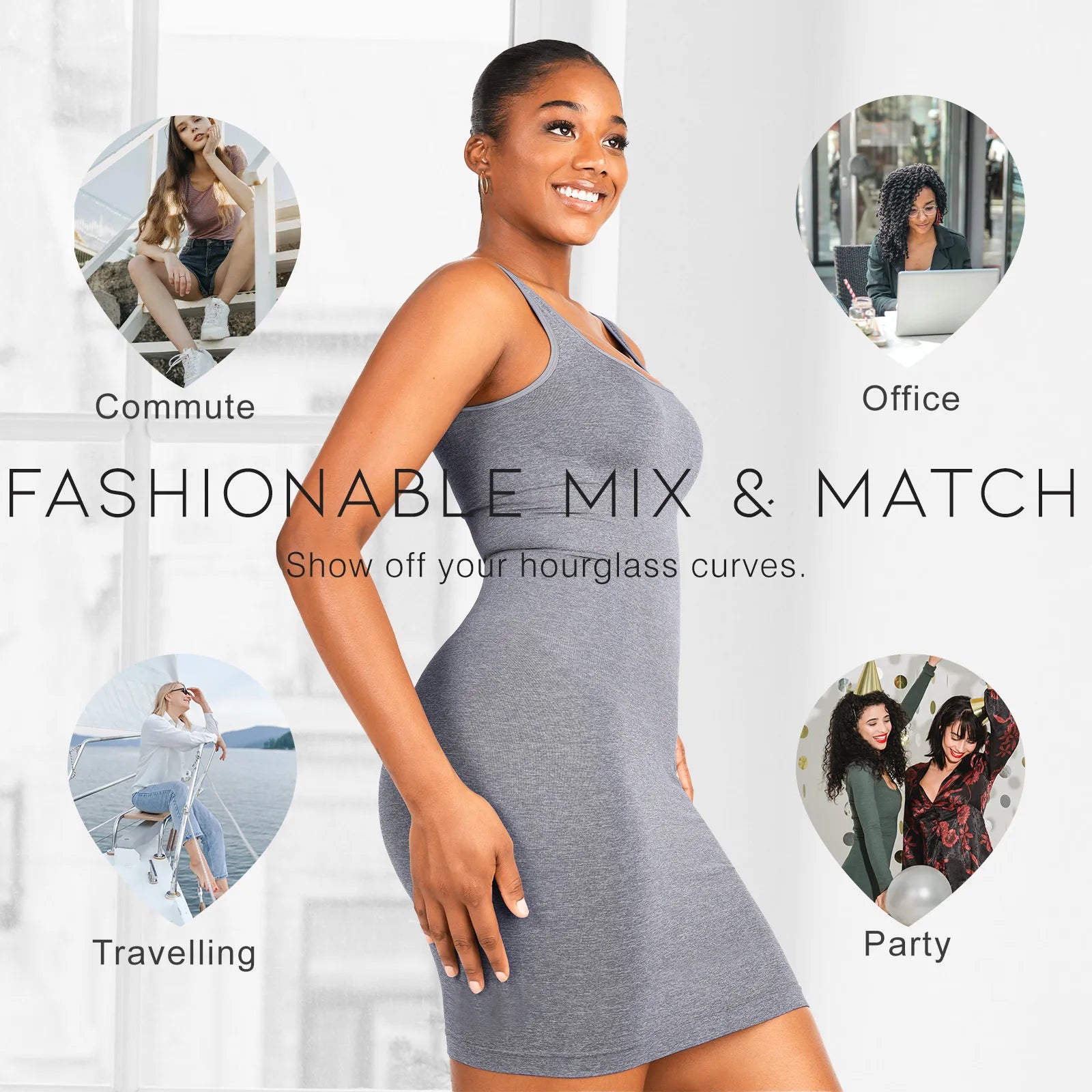 New Design 2023 Women Summer Party Wear Summer Dress Tummy Trimmer Control Shapewear Maxi Long Dress