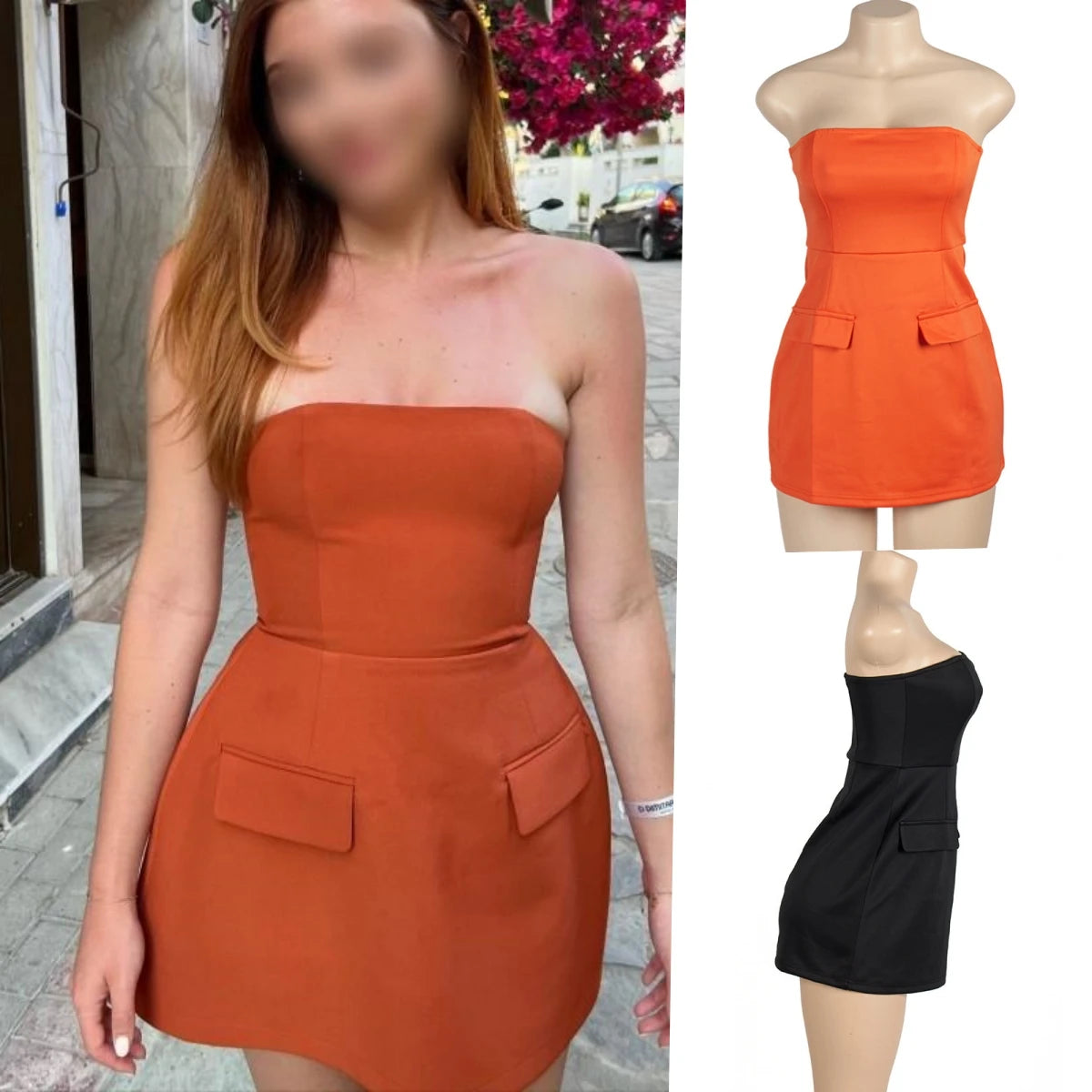 A176DS 2024 Spring New Tube Dress for Women Solid Color Sleeveless Sexy Strapless Mini A-line Dress Women's Fashion Dress