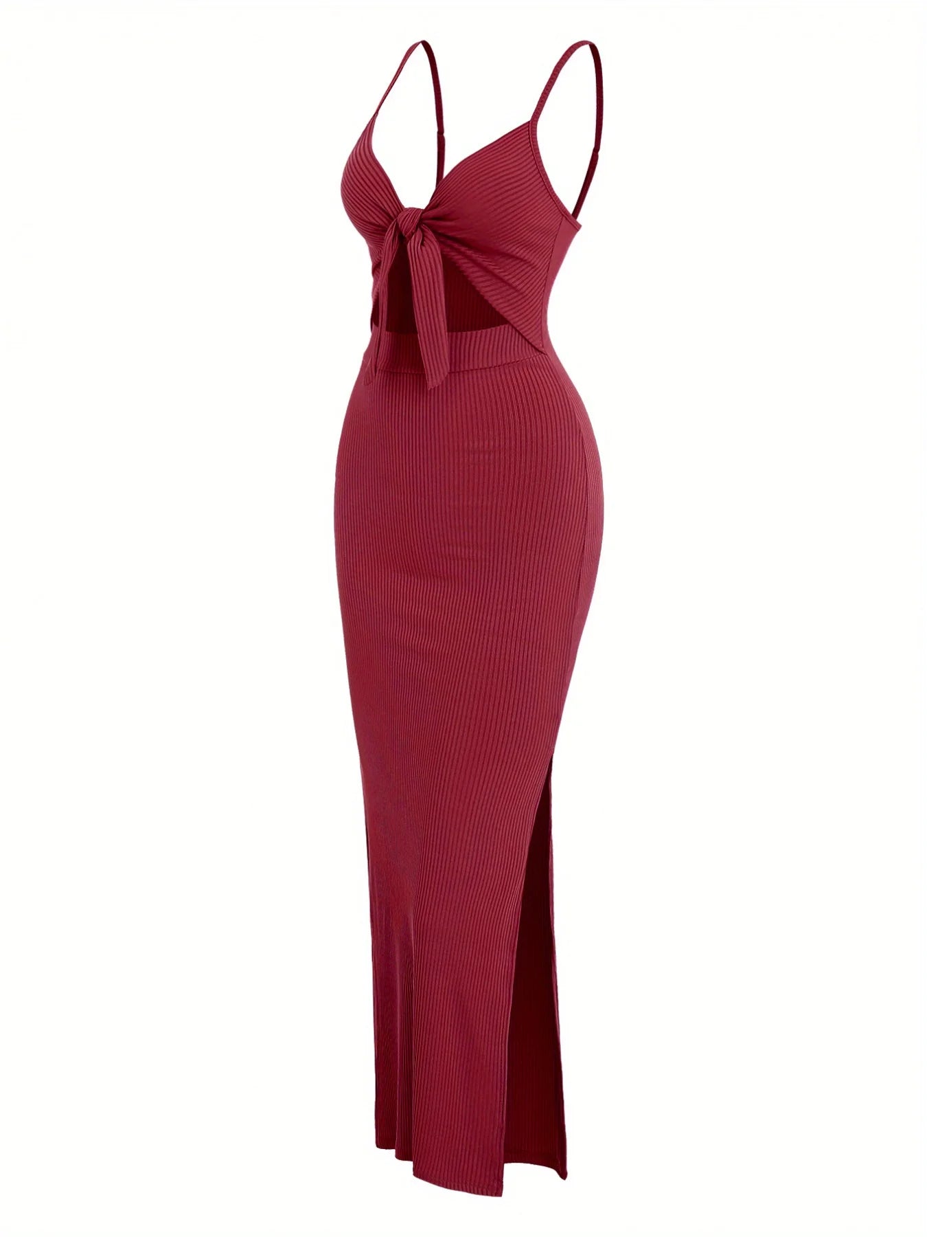 Wholesale Price Women's Dresses Sexy Knitted Bodycon Bow Halter Split Maxi Sheath Evening Dresses