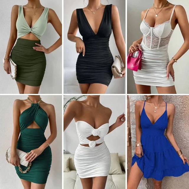 TTT-9394-T-Cotton Sun dress Sexy Club wear Backless Boob Slip Dress White Elegant Ladies Split Sling Dresses