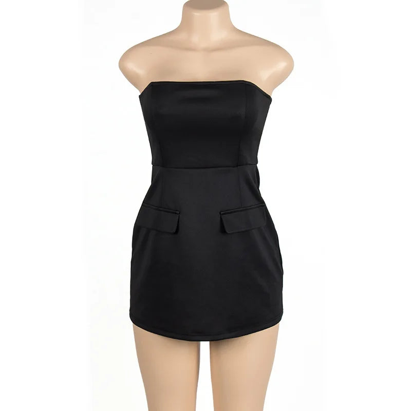 A176DS 2024 Spring New Tube Dress for Women Solid Color Sleeveless Sexy Strapless Mini A-line Dress Women's Fashion Dress