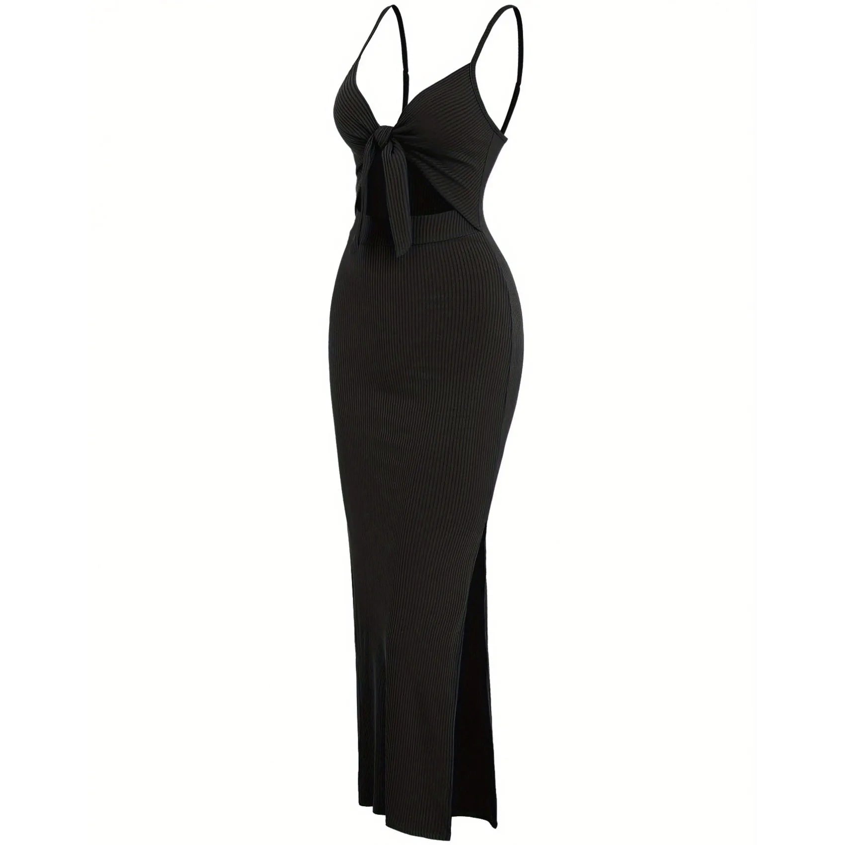 Wholesale Price Women's Dresses Sexy Knitted Bodycon Bow Halter Split Maxi Sheath Evening Dresses