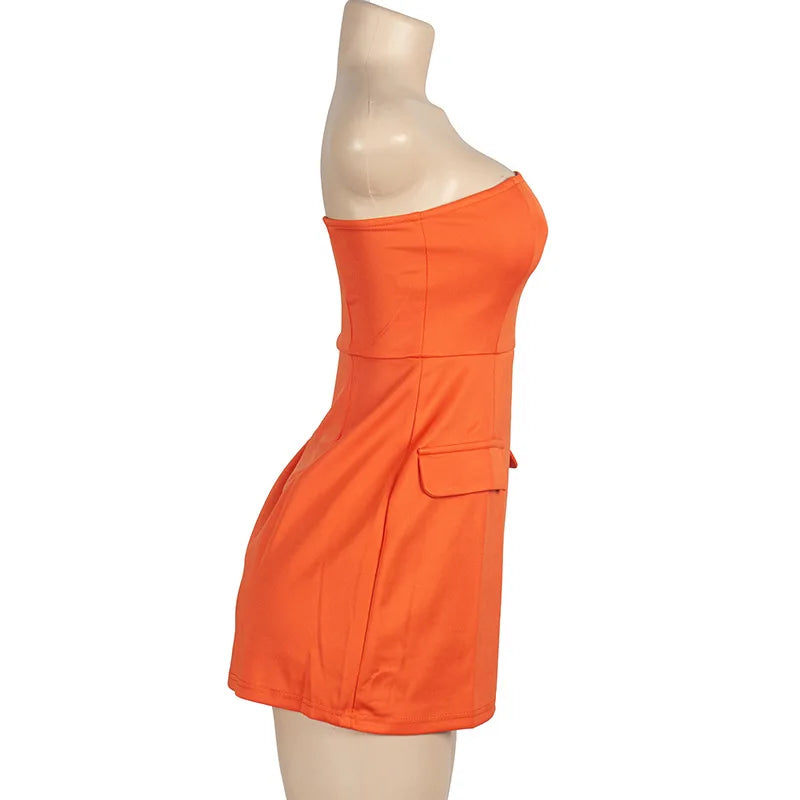 A176DS 2024 Spring New Tube Dress for Women Solid Color Sleeveless Sexy Strapless Mini A-line Dress Women's Fashion Dress