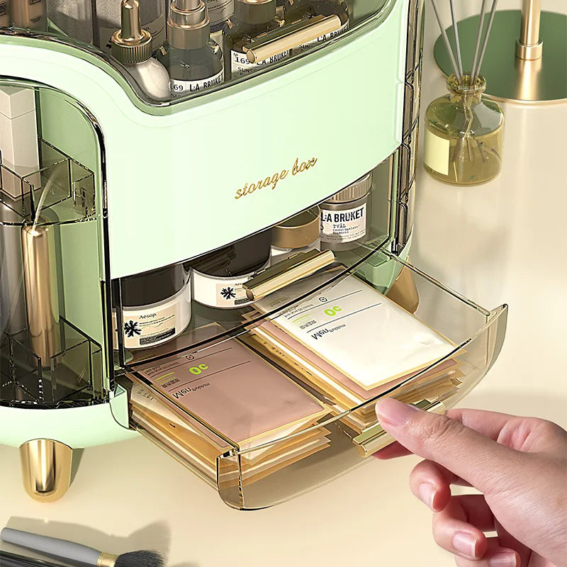 Cosmetics storage box, internet famous, light luxury desktop, large capacity dust-proof shelf, storage compartment, storage box