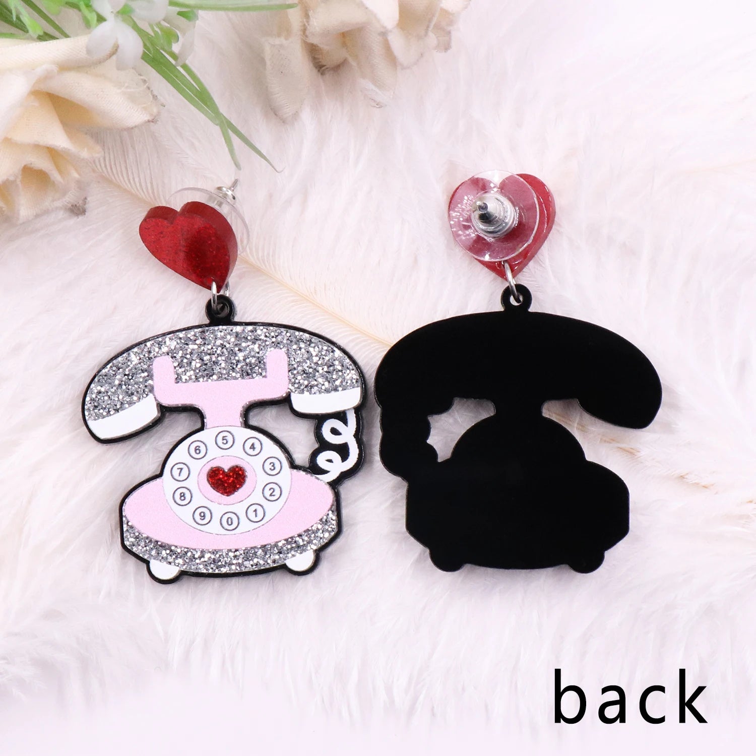 1pair Top fashion CN Drop Retro Phone TRENDY Valentine's Day Acrylic earrings Jewelry for women