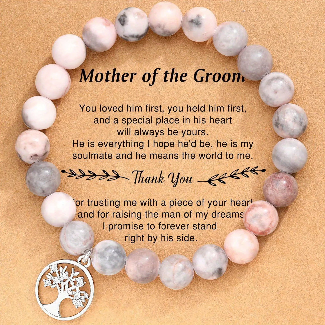 Natural Stone Bracelets for Nana Grandma Mothers'Day Birthday Valentine's Day Gifts for Mom Warm Message Card Tree of life Gift