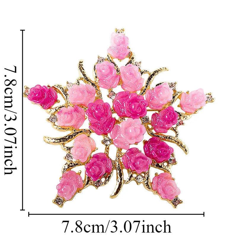 1 x Openwork Luxury Pentagram Rose Design Brooch，Decorative Suit Coat，Quirky Valentine's Day Gifts That Will Boost Temperament