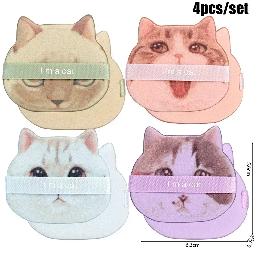 Cute Cartoon Cat Cosmetic Puff Dry Wet Dual-use Double Side Makeup Puffs Air Cushion Foundation Concealer Cream Powder Sponge