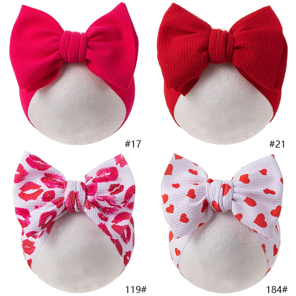 4Pcs/Lot Valentine's Day Bullet Baby Headbands Heart Lips Hair Bows Hairbands Party Gifts Kids Girls Headwraps Headwear