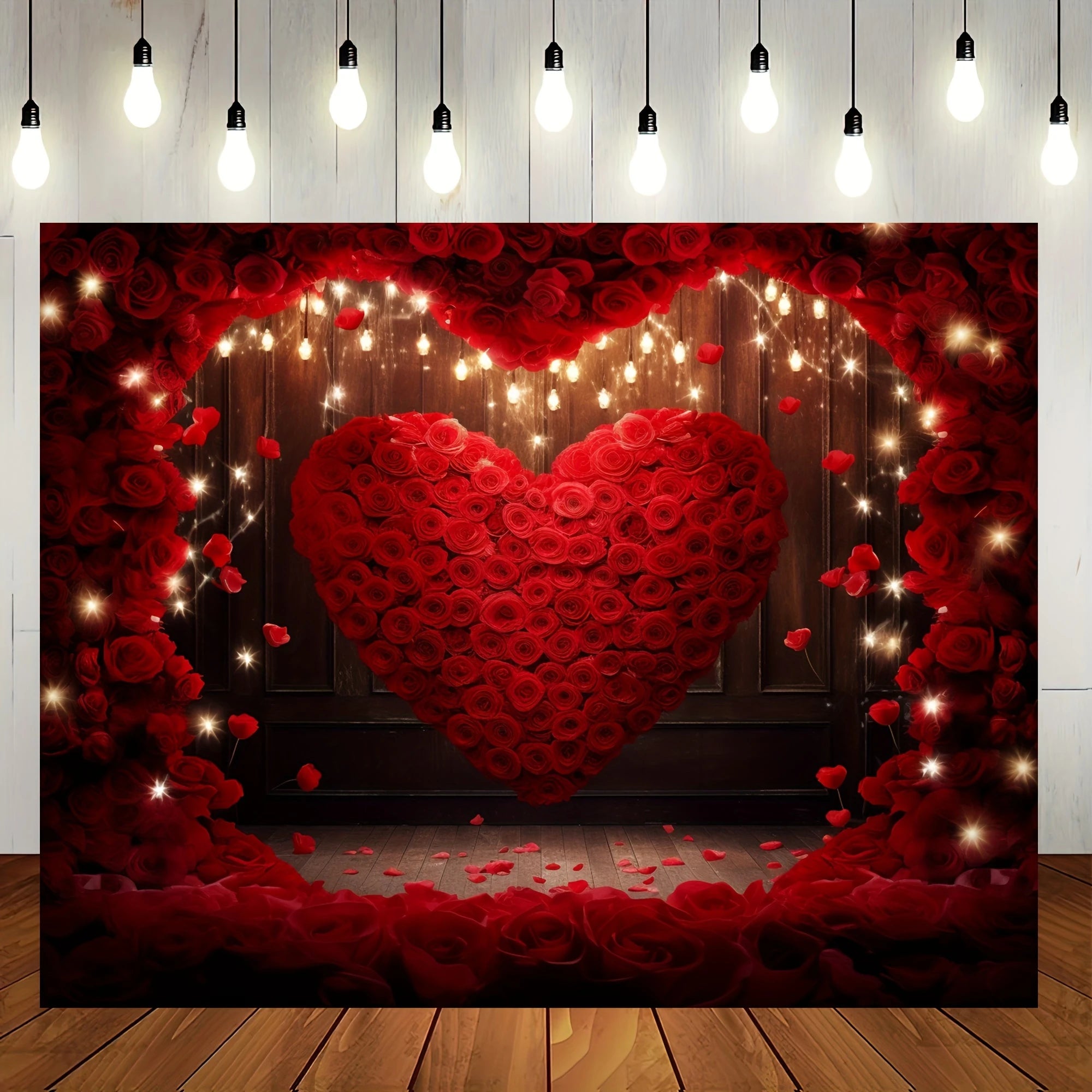 Red roses photography background Flower wall Valentine's Day background Wedding Bride Mother's Day party decoration