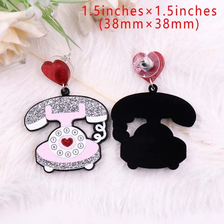 1pair Top fashion CN Drop Retro Phone TRENDY Valentine's Day Acrylic earrings Jewelry for women