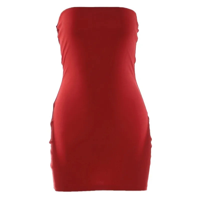 SylCue Sexy Strapless Dress Woman Wrap Chest Off Shoulder Backless Skinny Peach Hip Valentine's Day Elegant Style Mini Bodycon