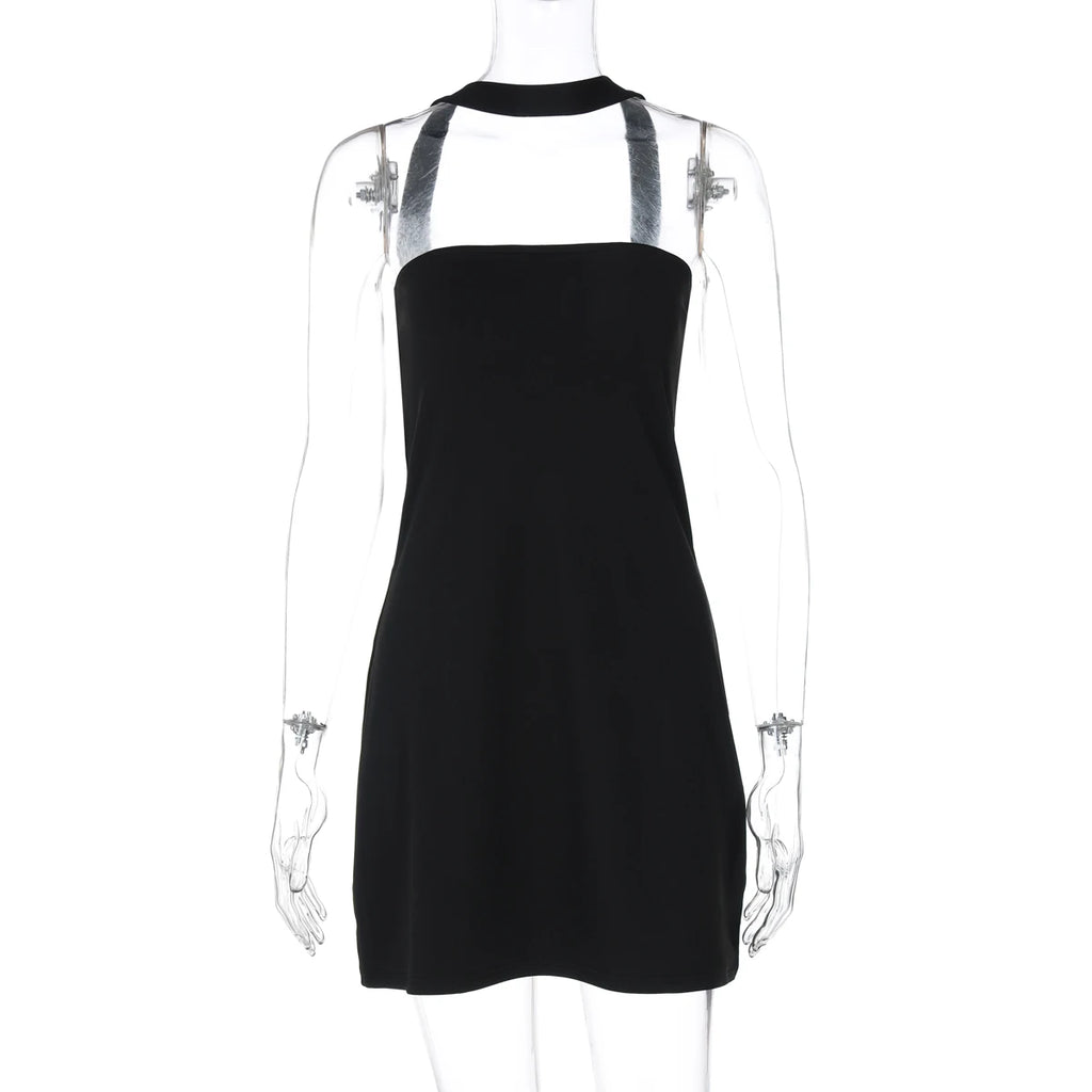 Hugcitar Women Elegant Halter Strapless Solid Sexy Bodycon Mini Dress 2025 Summer Evening Party Clothes Birthday Night Club