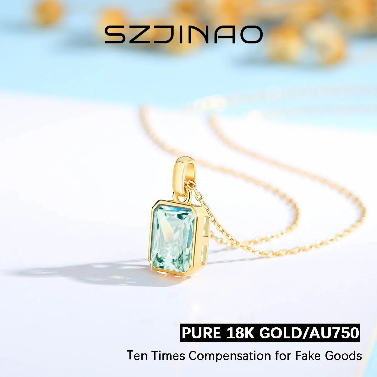 8*10mm Moissanite Necklace Real 18K Gold Pendant Colored Gemstone  for Women Anniversary Valentine's Day Gift Fine Jewelry