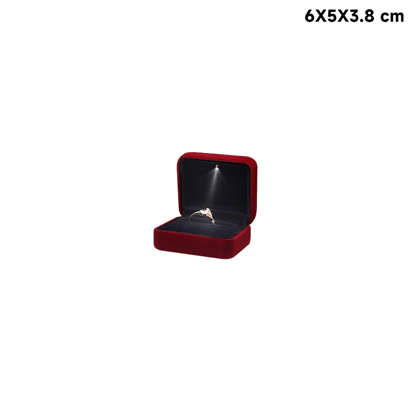 LED Light Jewelry Box Ring Pendant Earring Display for Wedding Ornaments Storage Packaging Upscale Valentine's Day Present