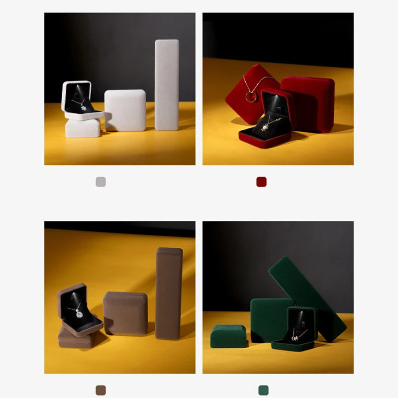 LED Light Jewelry Box Ring Pendant Earring Display for Wedding Ornaments Storage Packaging Upscale Valentine's Day Present