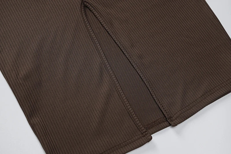 Hugcitar Ribbed Solid Hollow Out Backless Sleeveless Sexy Slit Mini Dress Bodycon 2025 Spring Women Outfits Elegant Party Y2K