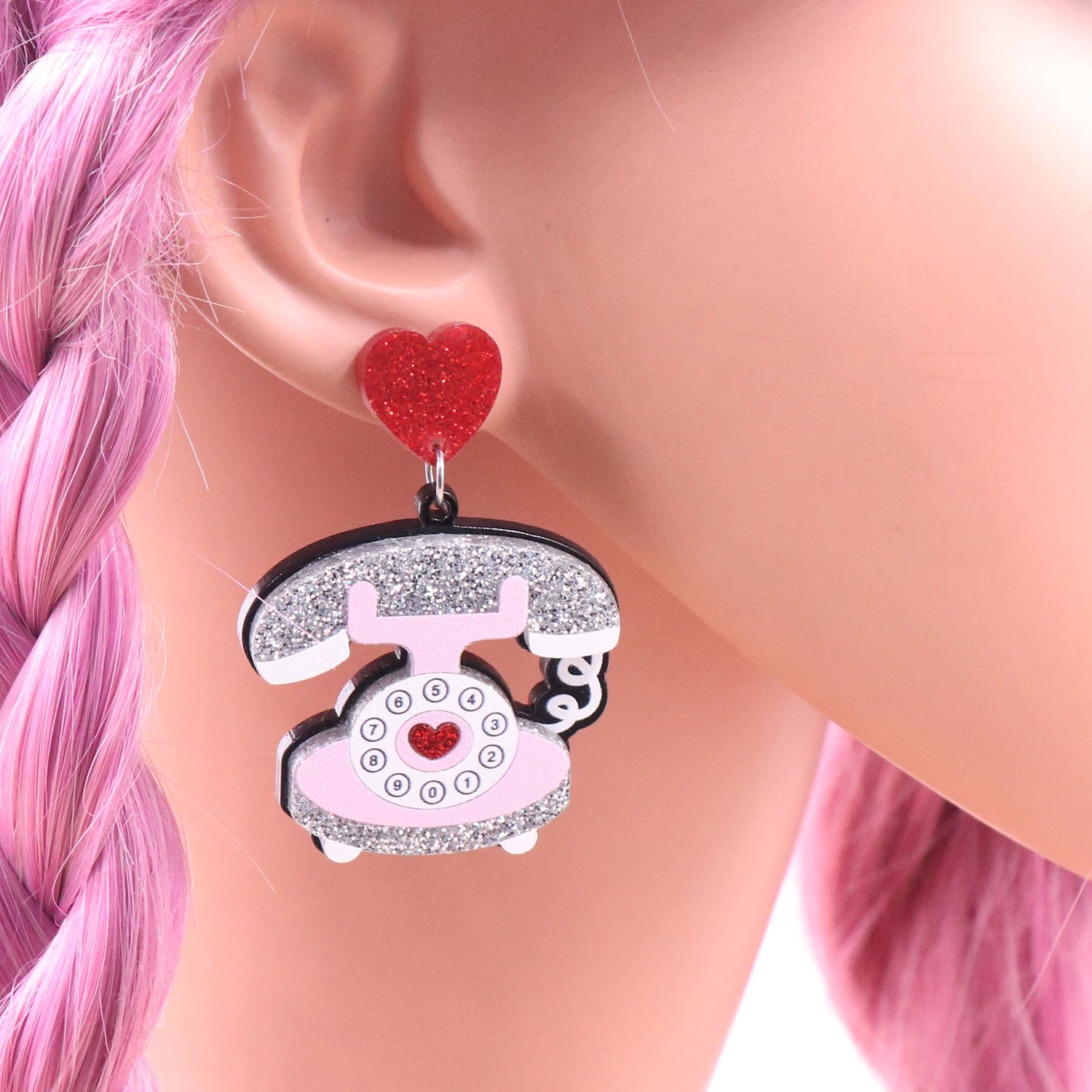 1pair Top fashion CN Drop Retro Phone TRENDY Valentine's Day Acrylic earrings Jewelry for women