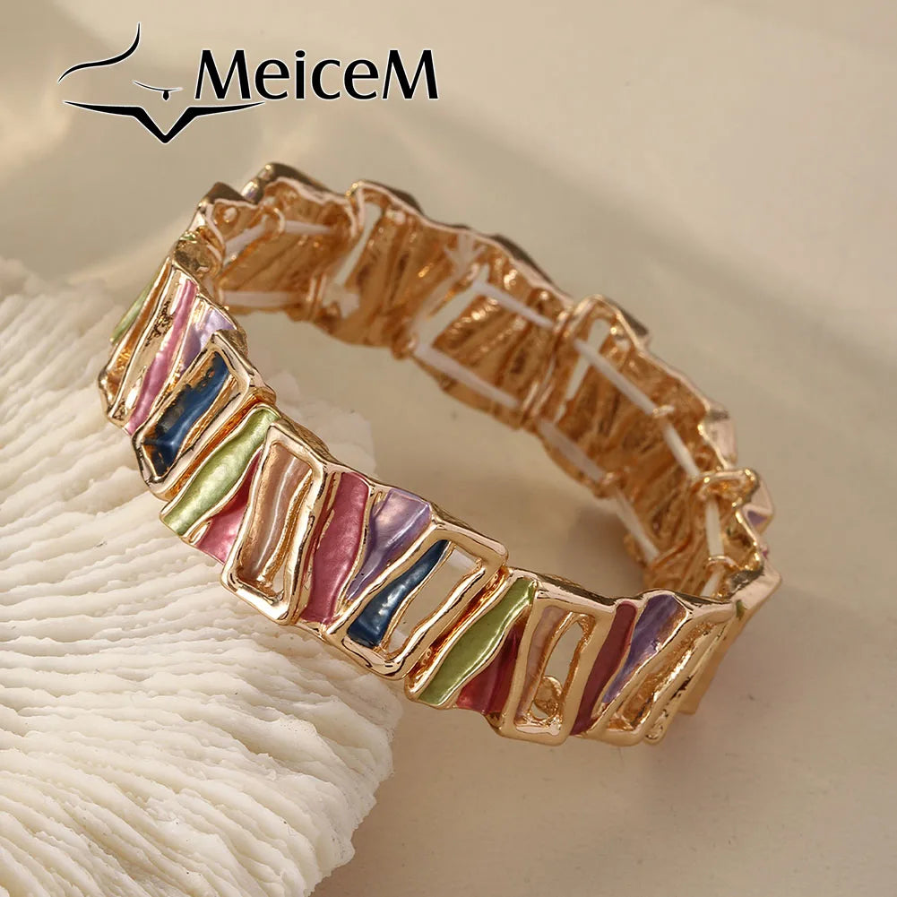 MeiceM Geometric Zinc Alloy Bracelet Elegant and Simple Women's Bracelet Fashion Women's Party Jewelry 2025 Valentine's Day Gift