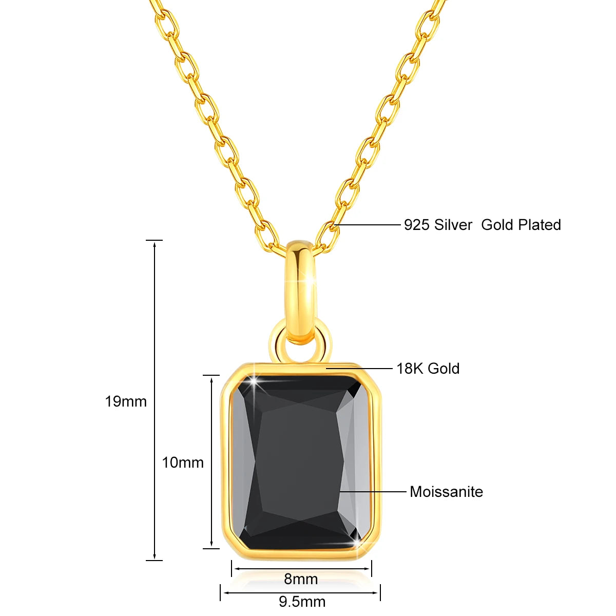 8*10mm Moissanite Necklace Real 18K Gold Pendant Colored Gemstone  for Women Anniversary Valentine's Day Gift Fine Jewelry