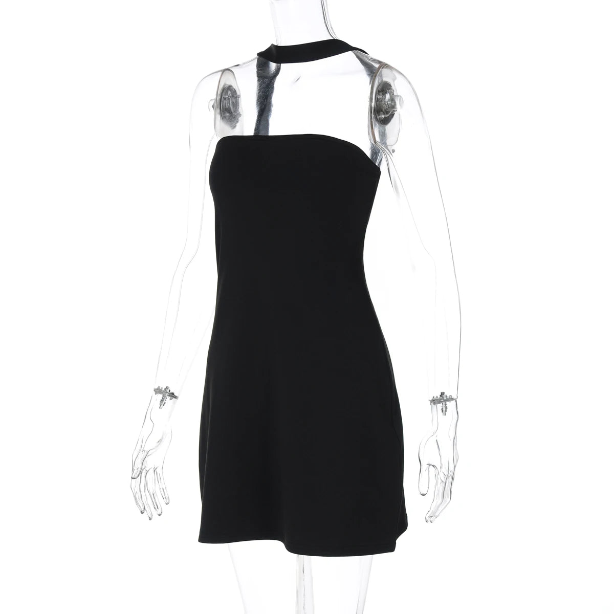 Hugcitar Women Elegant Halter Strapless Solid Sexy Bodycon Mini Dress 2025 Summer Evening Party Clothes Birthday Night Club