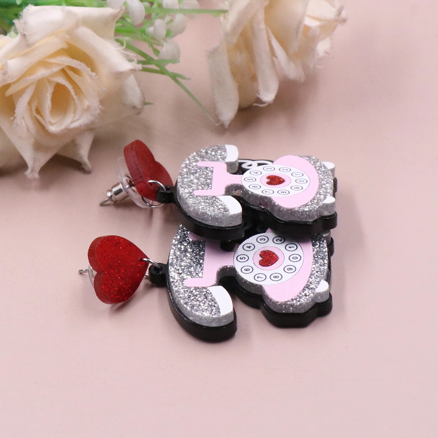 1pair Top fashion CN Drop Retro Phone TRENDY Valentine's Day Acrylic earrings Jewelry for women