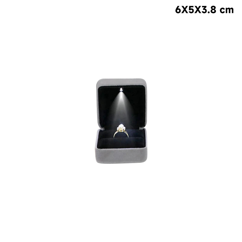LED Light Jewelry Box Ring Pendant Earring Display for Wedding Ornaments Storage Packaging Upscale Valentine's Day Present